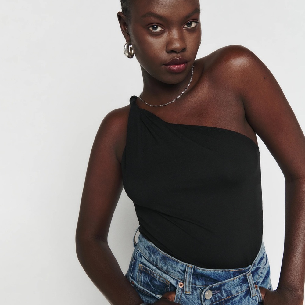 Reformation Sianna Knit Top in Black